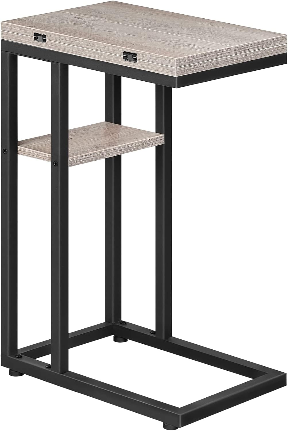 Foldable End Table C Shaped Side Table W/ Storage Shelf Small Snack Table