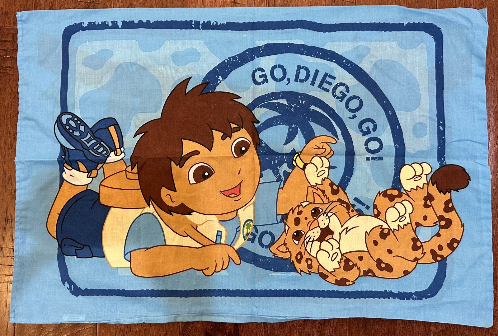 2007 Vintage Nick Jr Go Diego Go Pillowcase Viacom Jaguar Blue