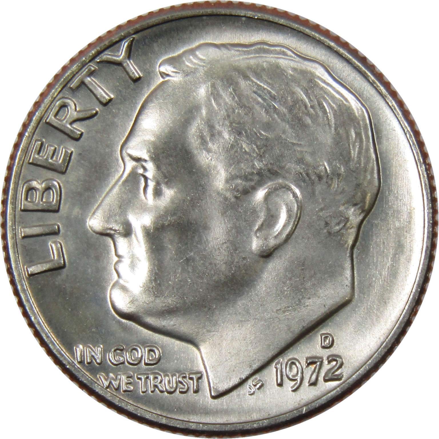1972 D Roosevelt Dime Clad Uncirculated Mint State 10c Coin