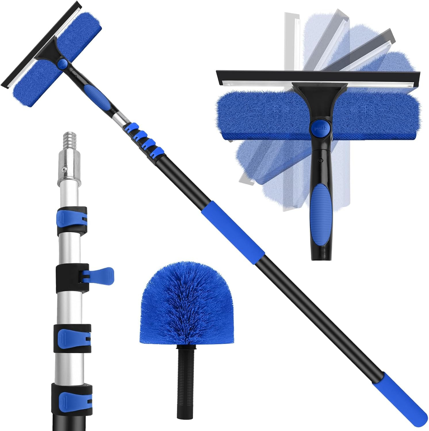 26FT High Window Washing Kit with Extension Pole | 2 in 1 Window Cleaning Squeeg