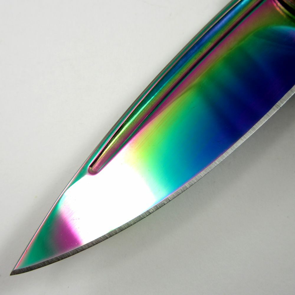 SPRING-ASSIST FOLDING POCKET KNIFE | Rainbow Blade Howling Wolf Tactical Hunter