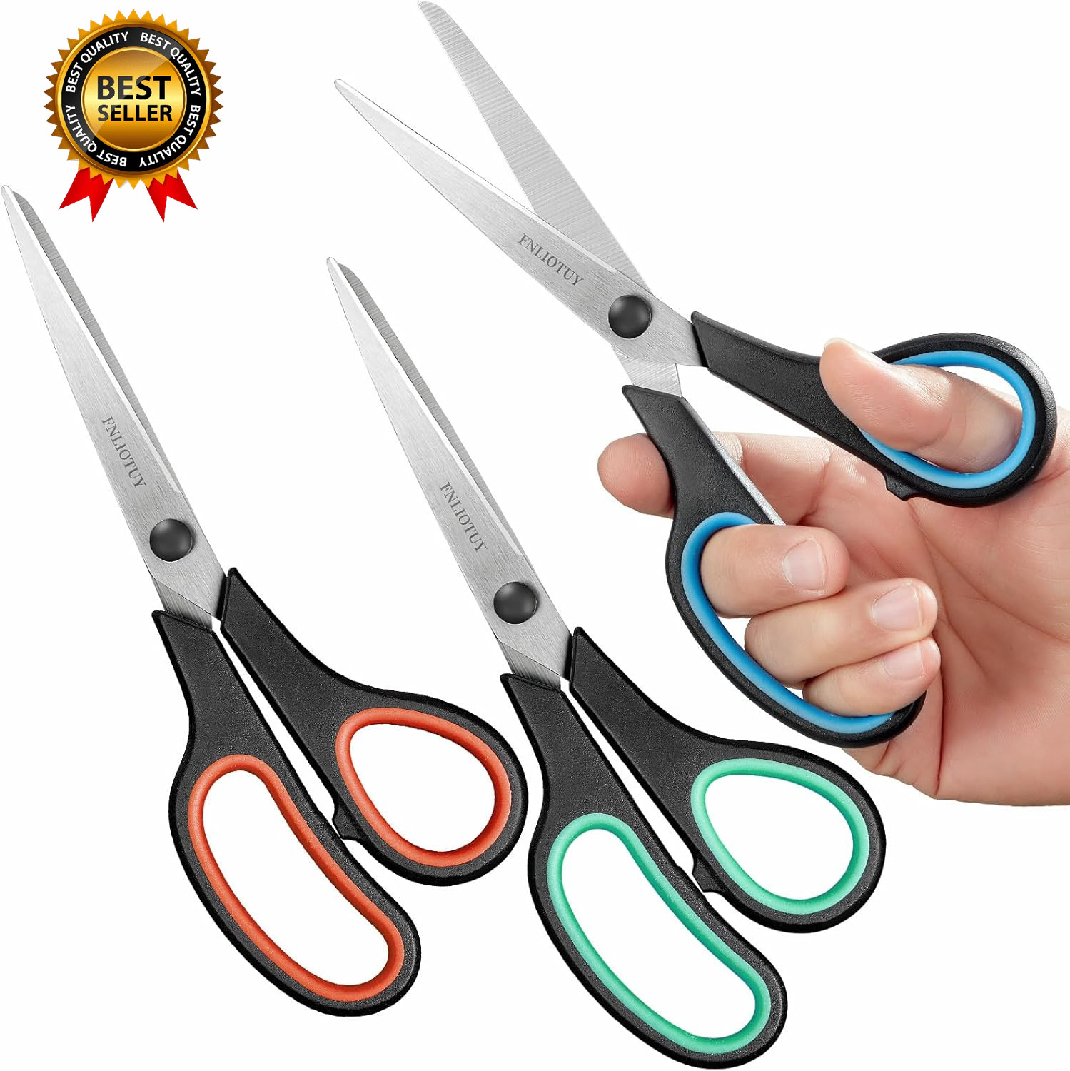 3 Pack 8 Scissors Stainless Steel Craft Scissors All Purpose Heavy Duty...