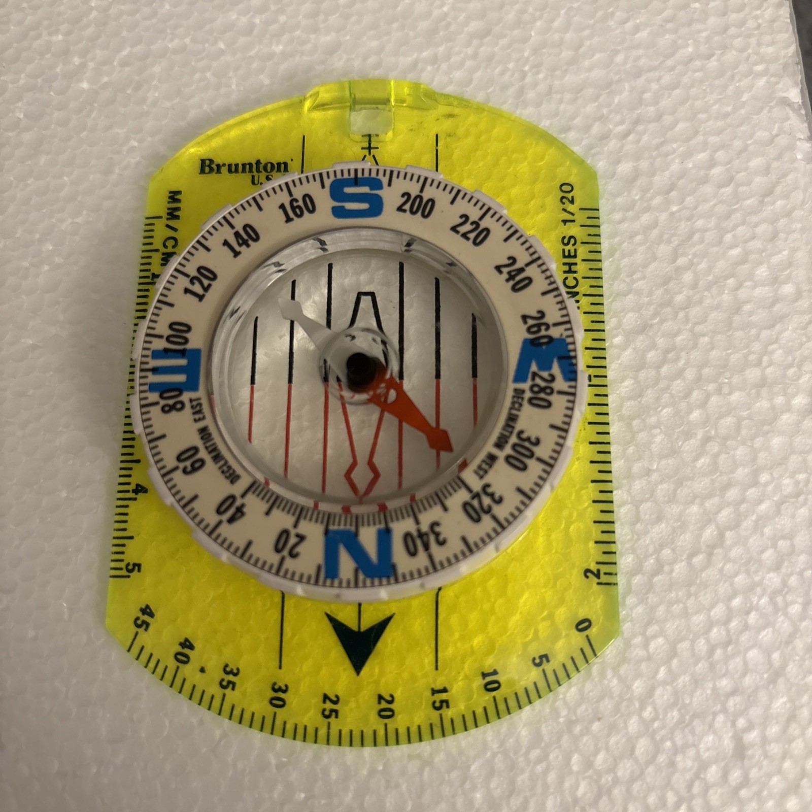 Brunton USA 9020G Beginner Compass EUC Yellow Green Backing