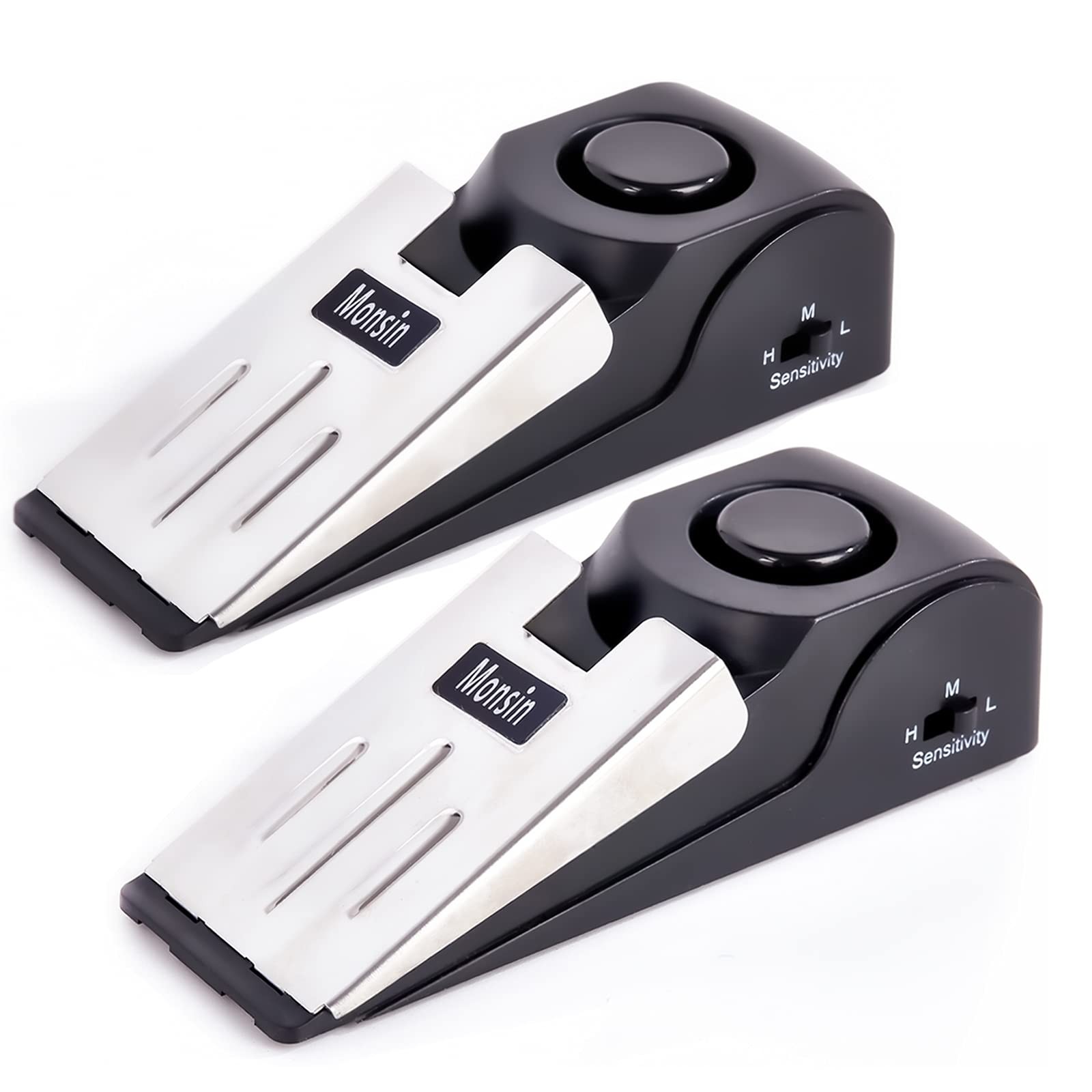 Door Stop Alarm, Stopper with 120DB Security Floor 2 Pack, Black