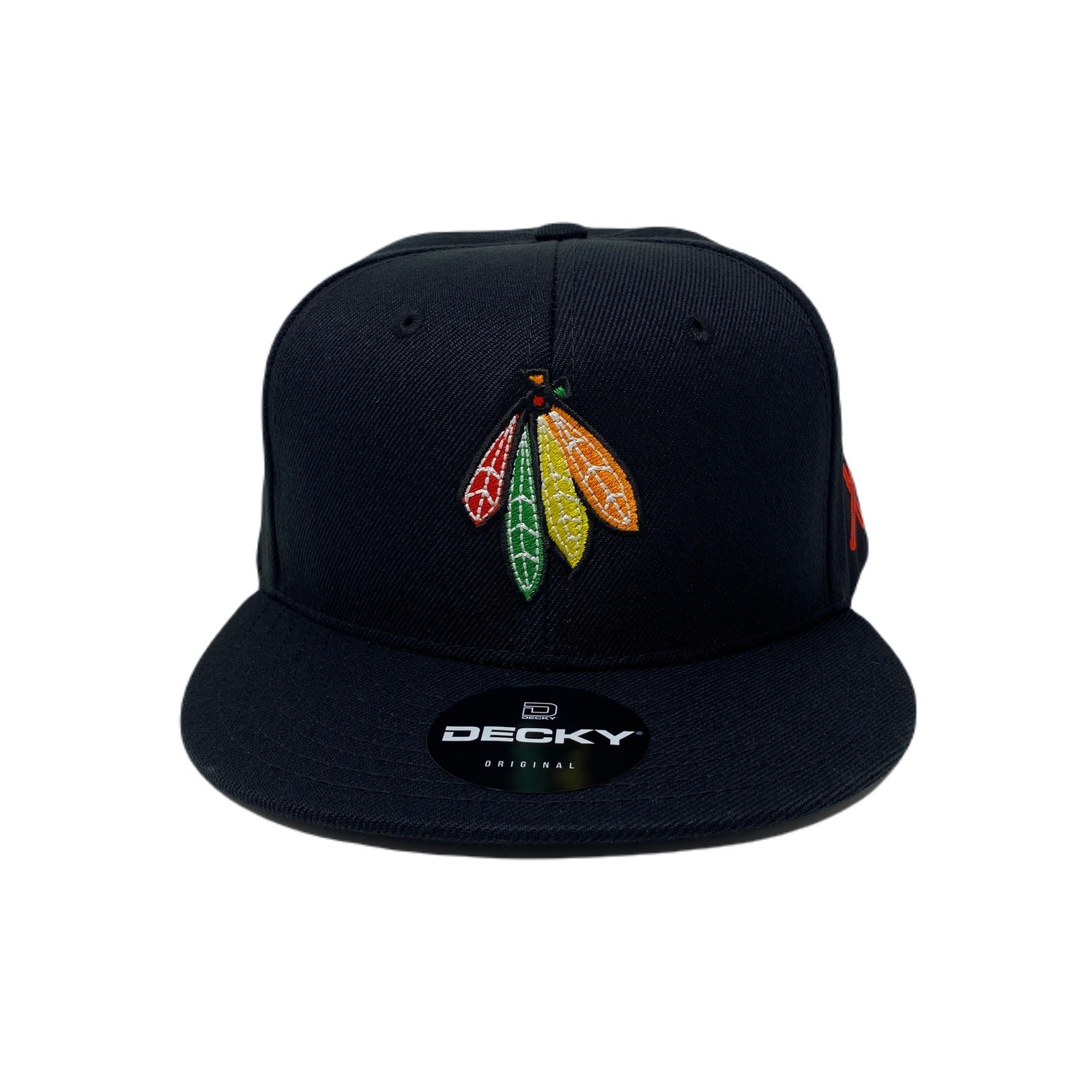 Indian Feathers Tomahawk Snapback Hat All Black