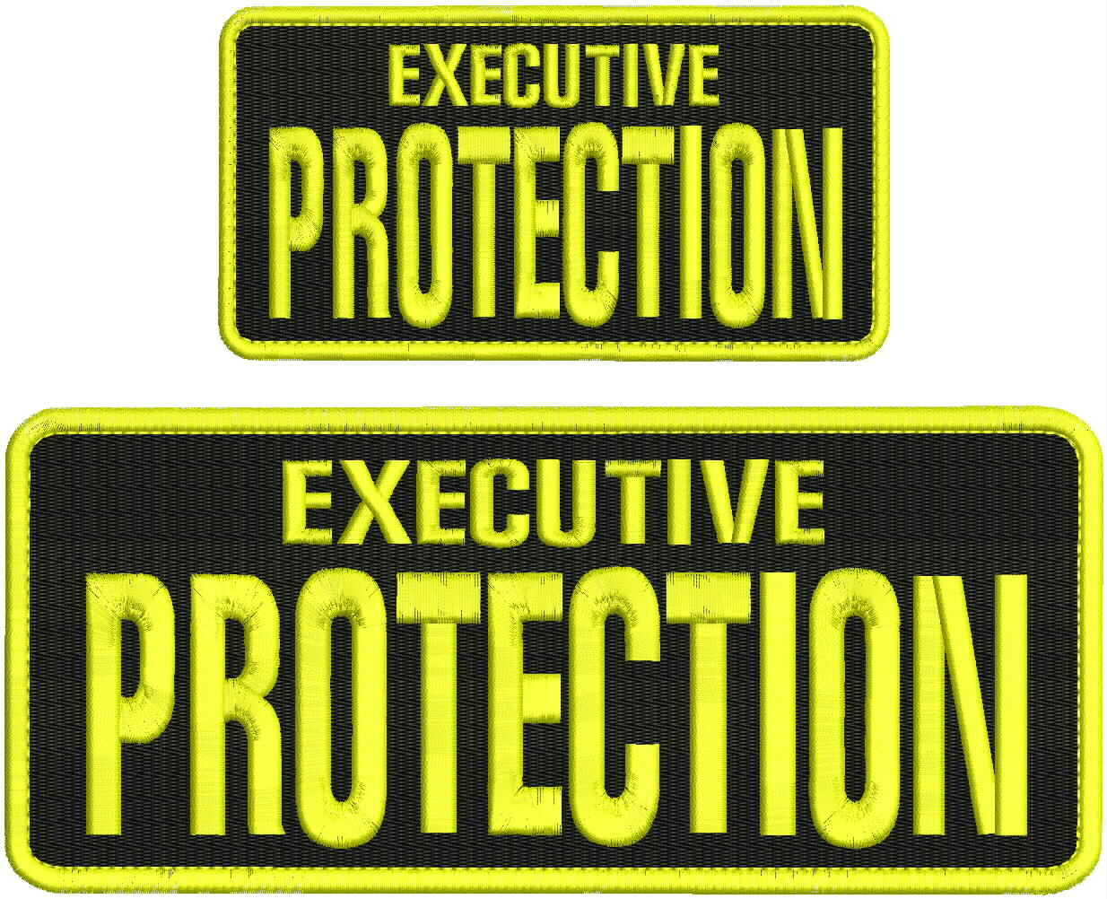 Executive Protection embroidery patch 4x10 and 3x6 inches yellow letters