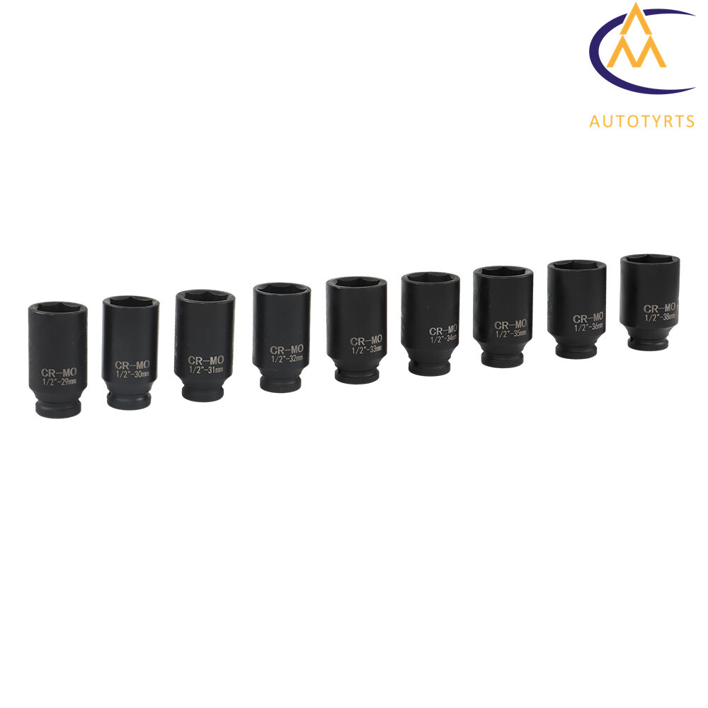 Deep Impact Socket Set 1/2" Drive Metric Axle Hub Nut Socket 29-38mm 9Pcs
