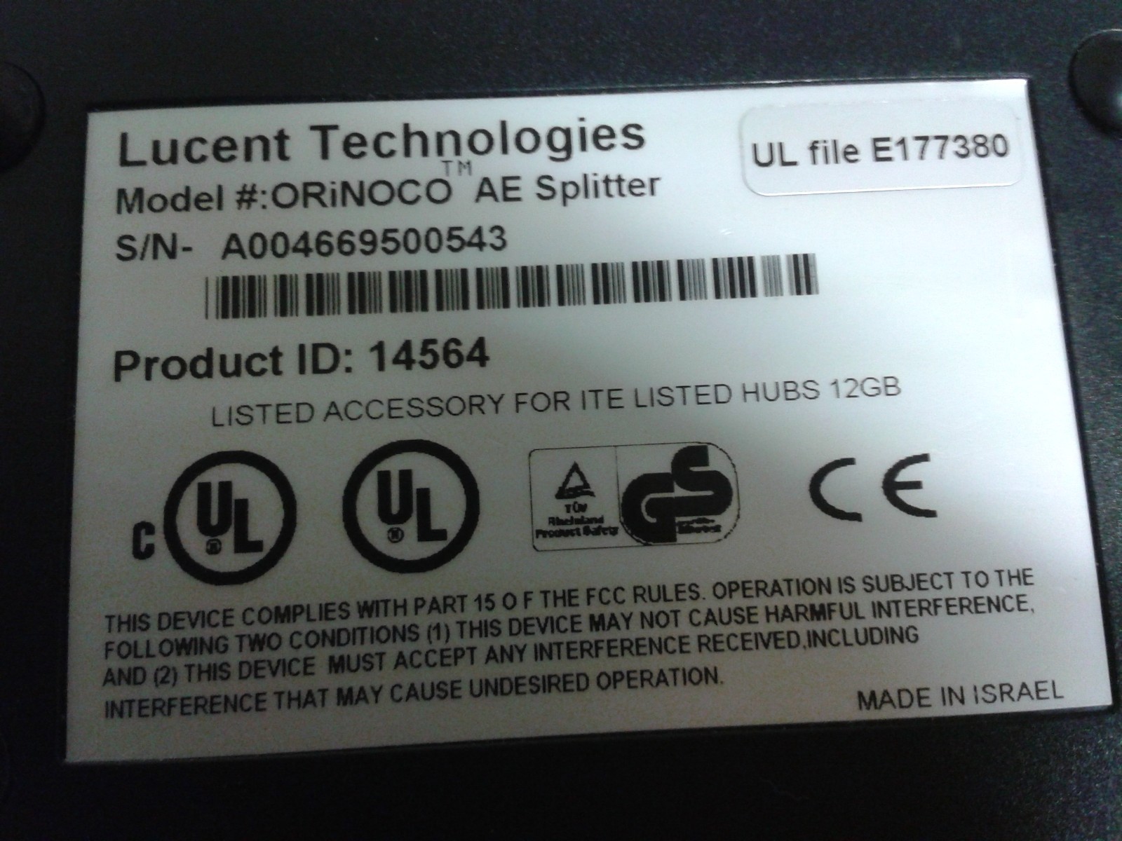 Set -Lucent Wireless Access Point WP-IIE & ORiNOCO AE Splitter +2WiFi cards USED