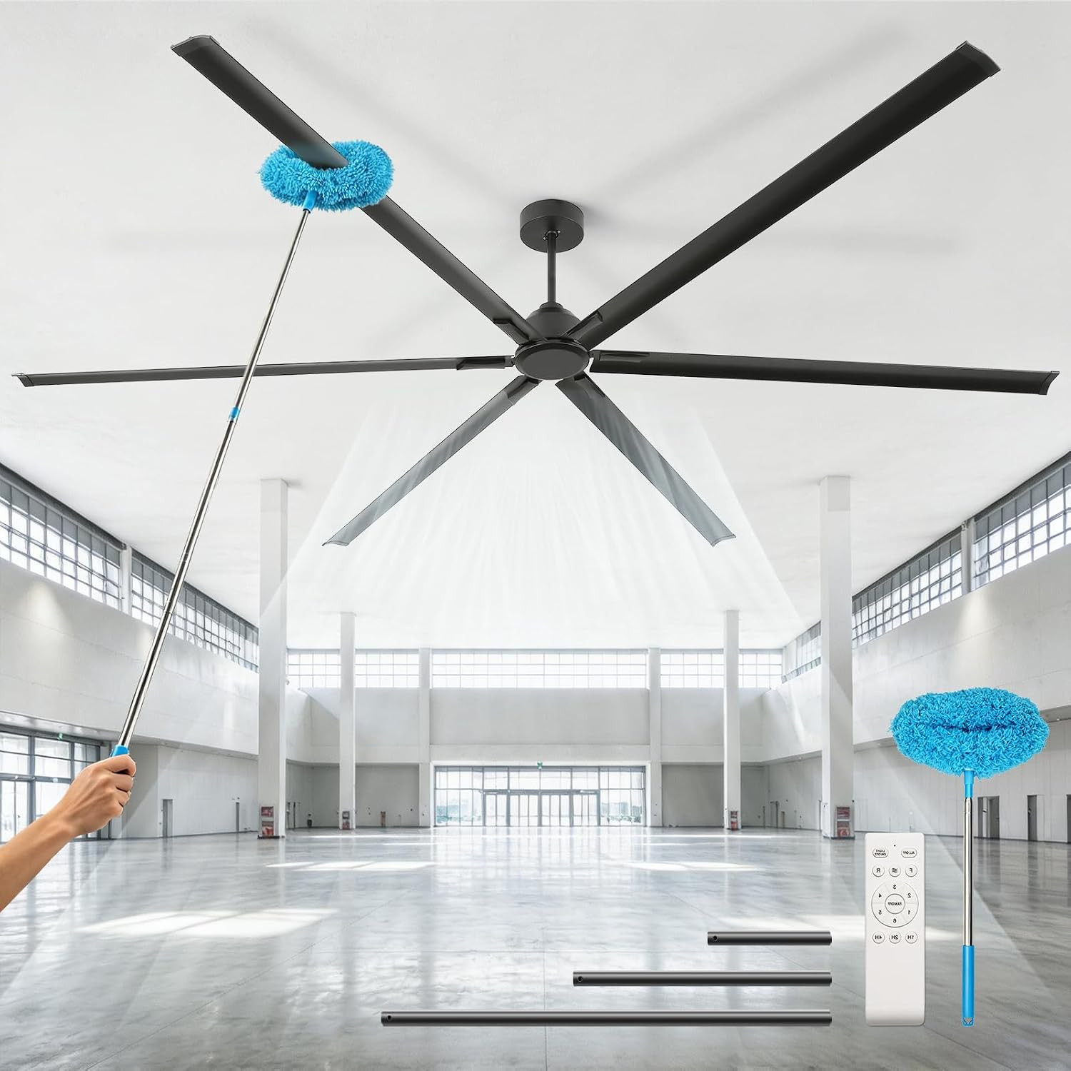 120 Inch Extra Large Ceiling Fan,Hvls Industrial Ceiling Fan with DC Reversible