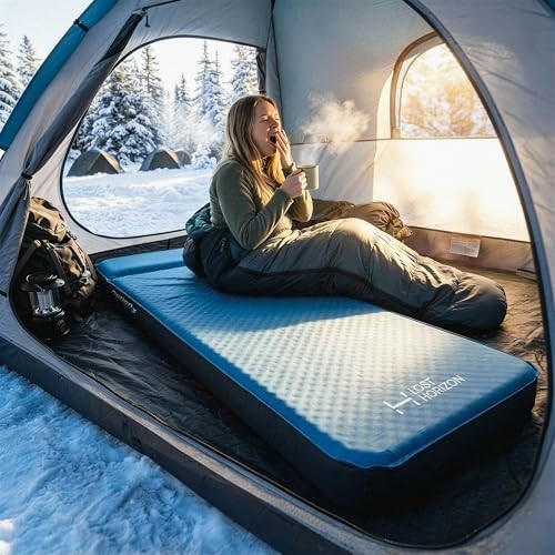 Air & Foam Camping Mattress, Self-Inflating Sleeping Pad, 3" Thick, Single
