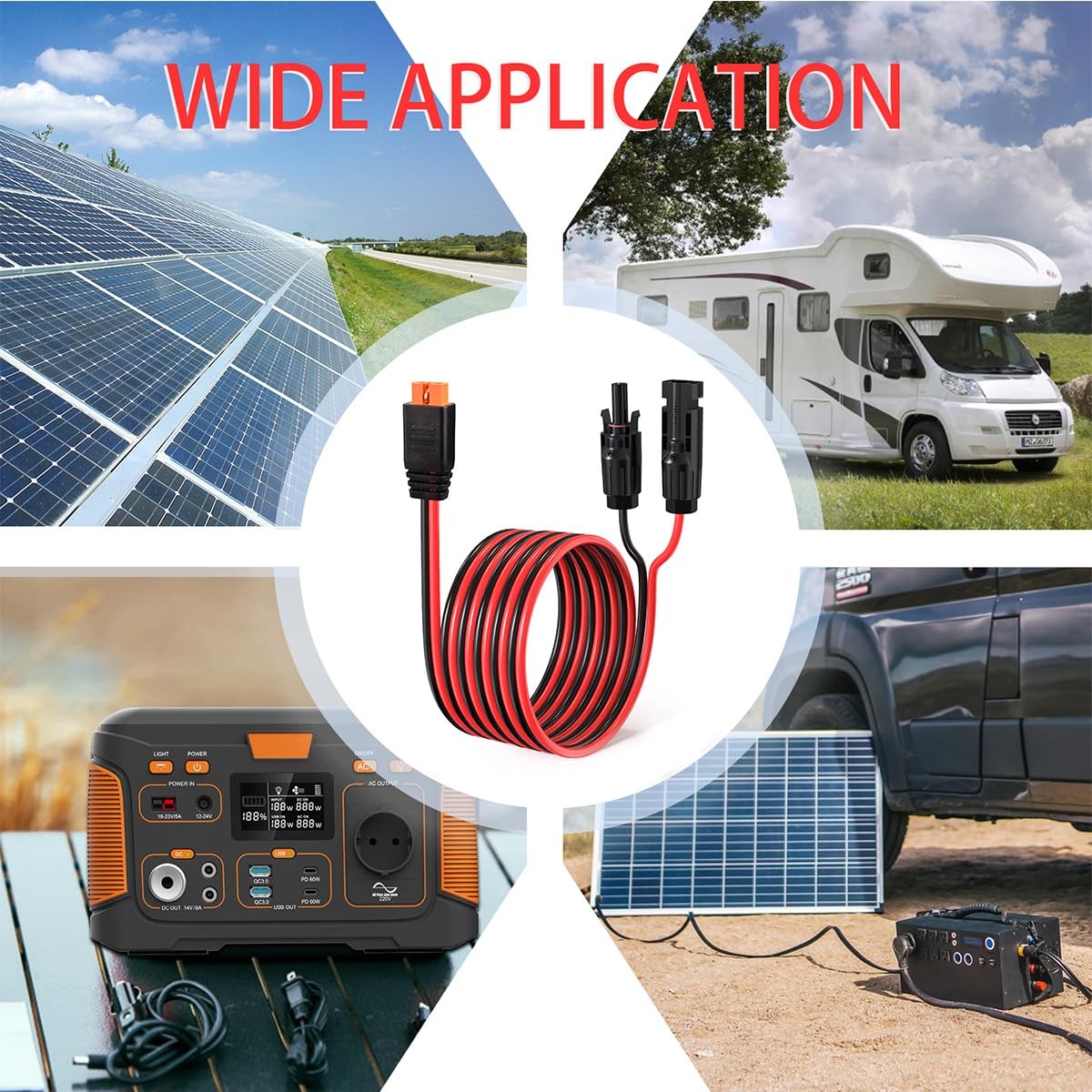 Elfculb 10Awg Solar To Xt60I Charging Cable Solar Panel Extention Cable For
