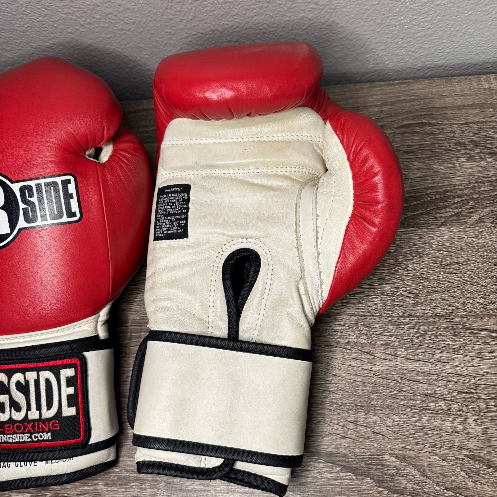 Ringside Super Bag Glove Medium Red White Hook And Loop Boxing Training