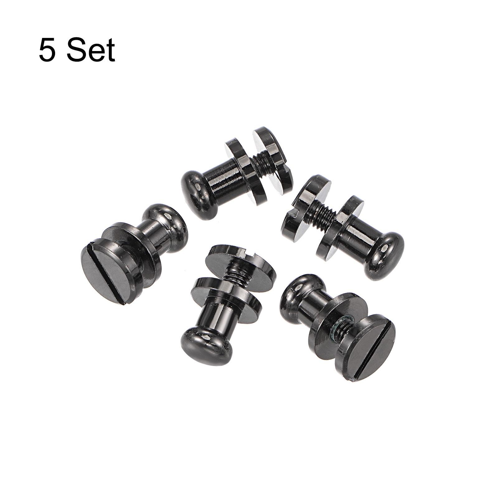 5 Set 6mm Solid Brass Round Head Lock Screw Rivets Pin Fixing, Black