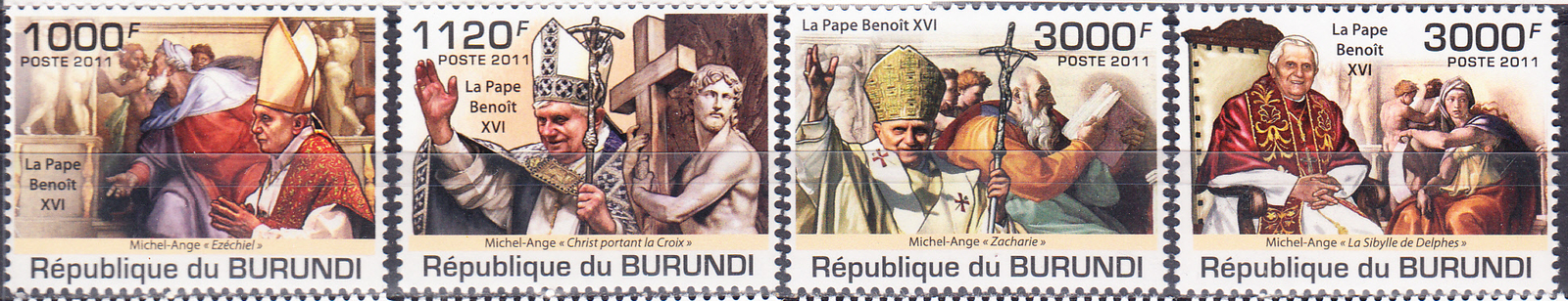 W BURUNDI 0936-939 POPE BENEDICTUS XVI PERFORATED SET