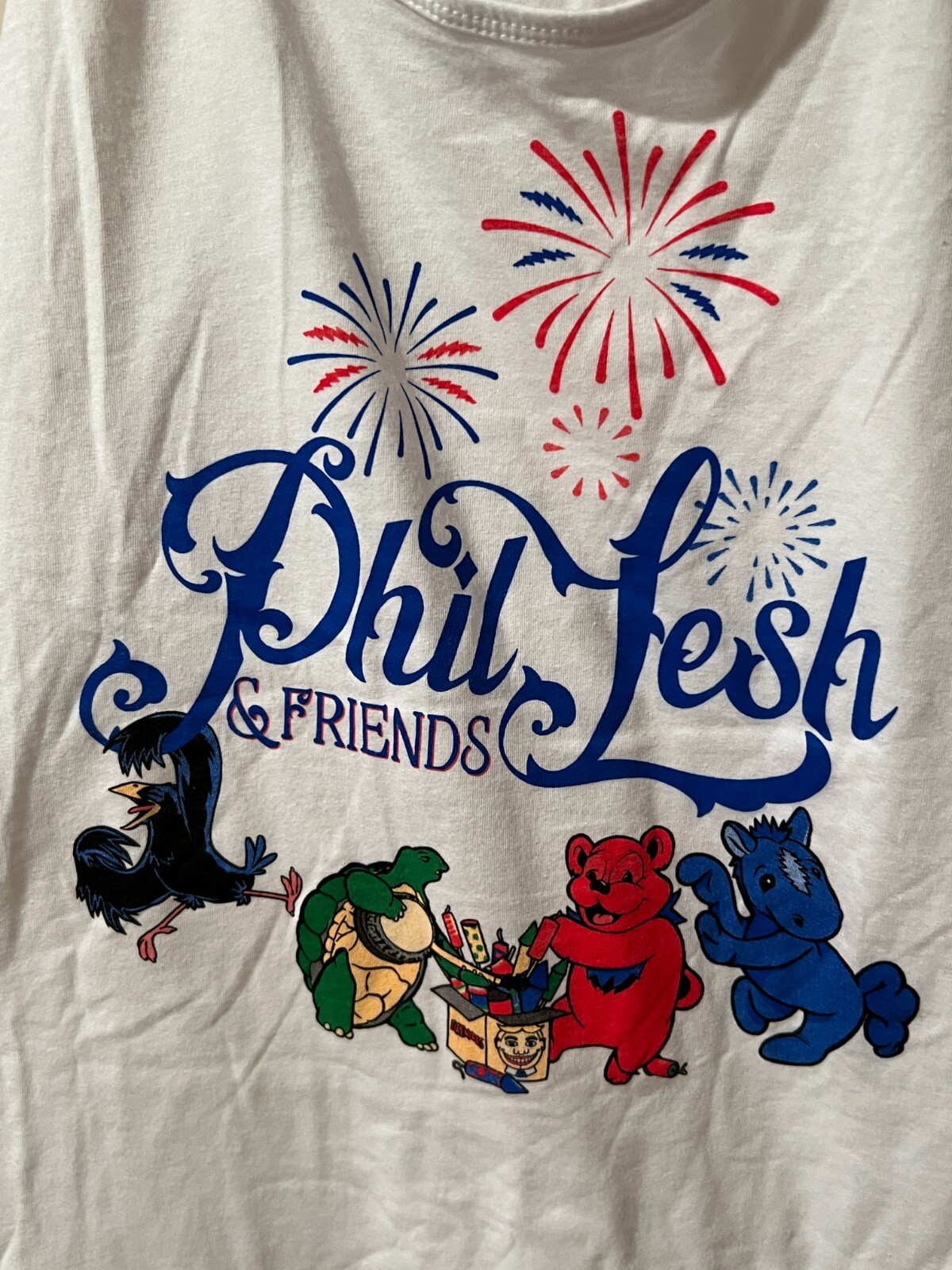Phil Lesh and Friends 4th of July 2022 Dancing Animals Fireworks Fun Womens Sze