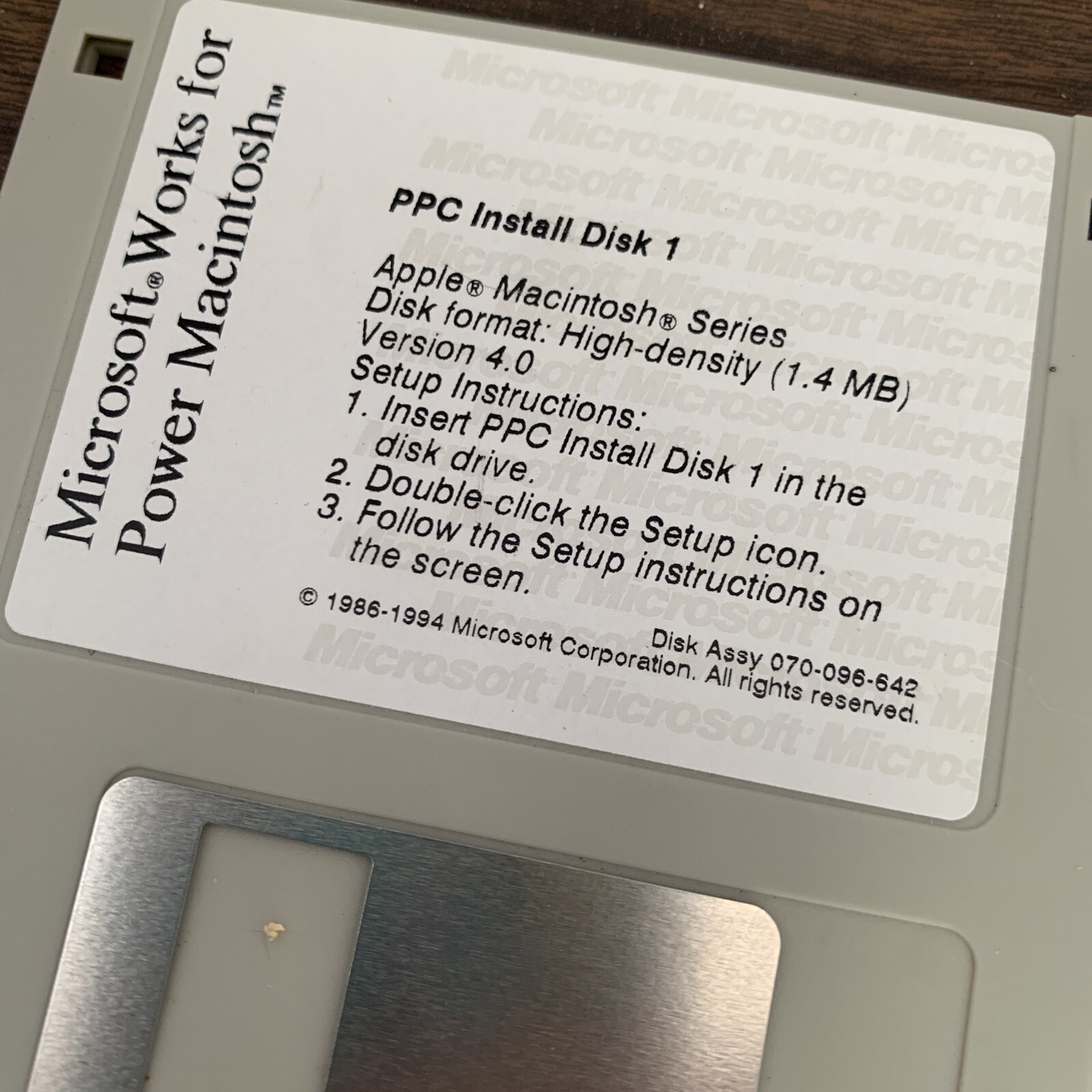 Microsoft Works Power Macintosh Vintage Install 3.5 “ Floppy Discs 1994