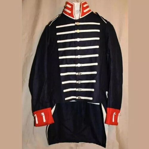 New Custom made 1812 war Infantry Coat Navy Blue White Braid tailcoat