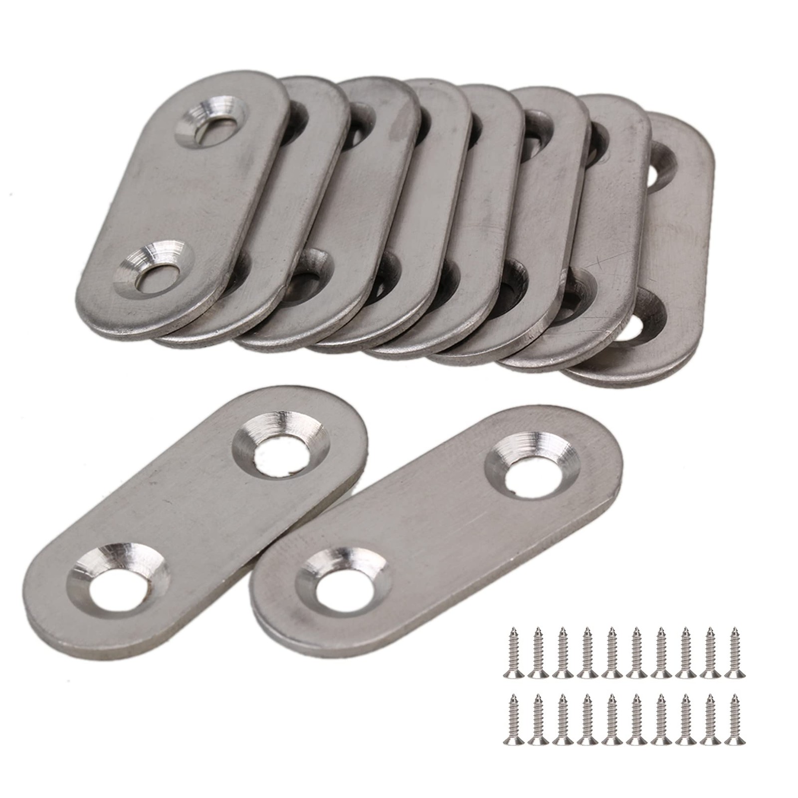 RDEXP 10pcs Stainless Steel Flat Corner Brace Brackets Mending Plates Silver