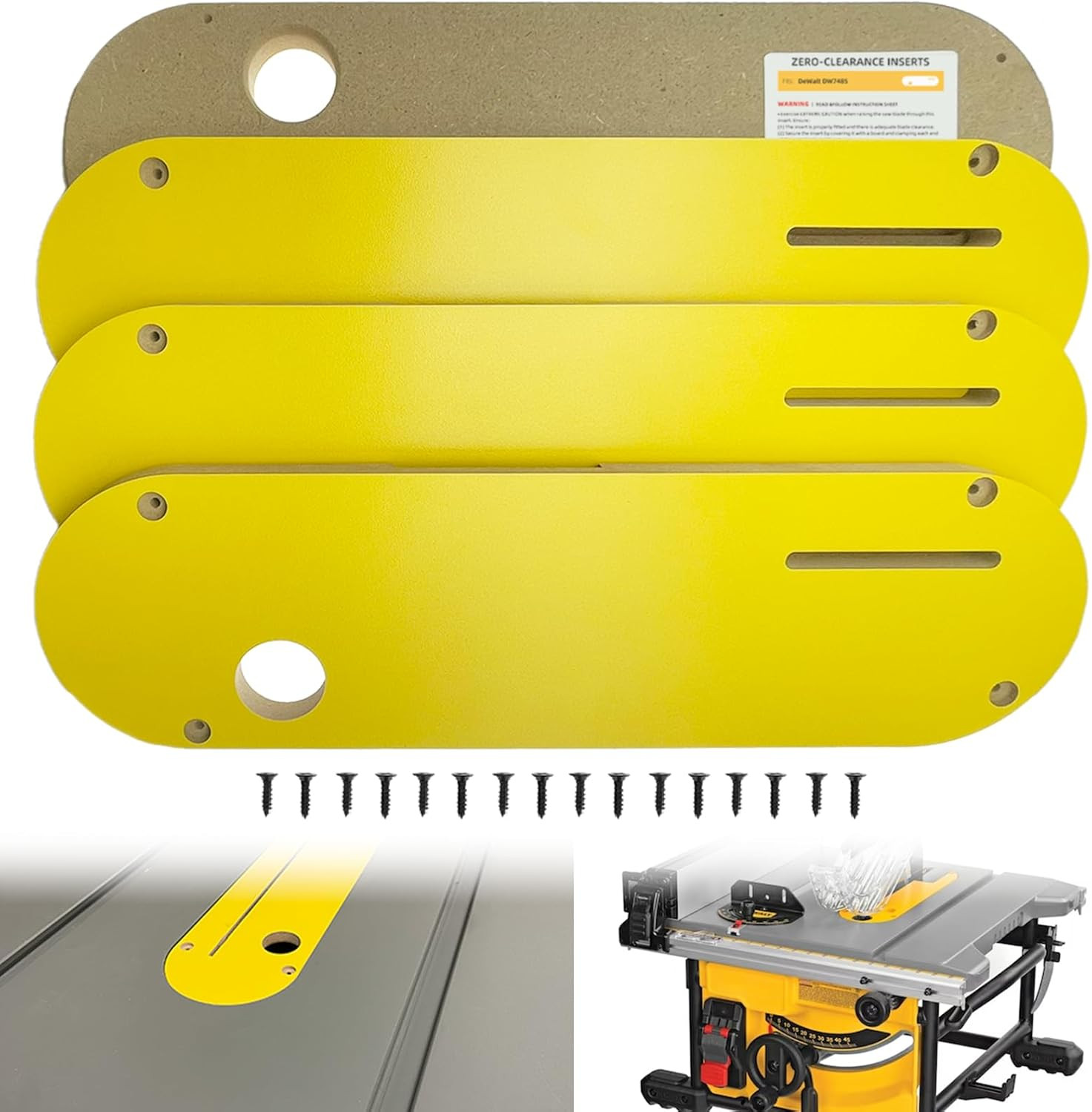 Zero Clearance Inserts Compatible with Dewalt DWE7485 with Riving Knife Slot, Pr