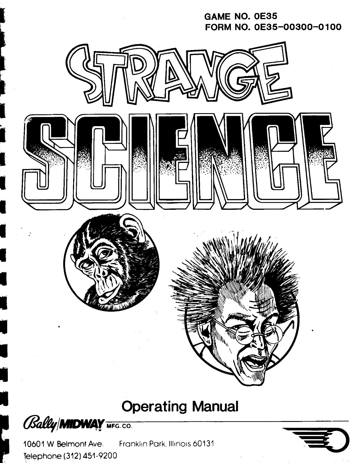 Bally Strange Science 0E35 Pinball Machine Operations Manual: 75 Pages Copy