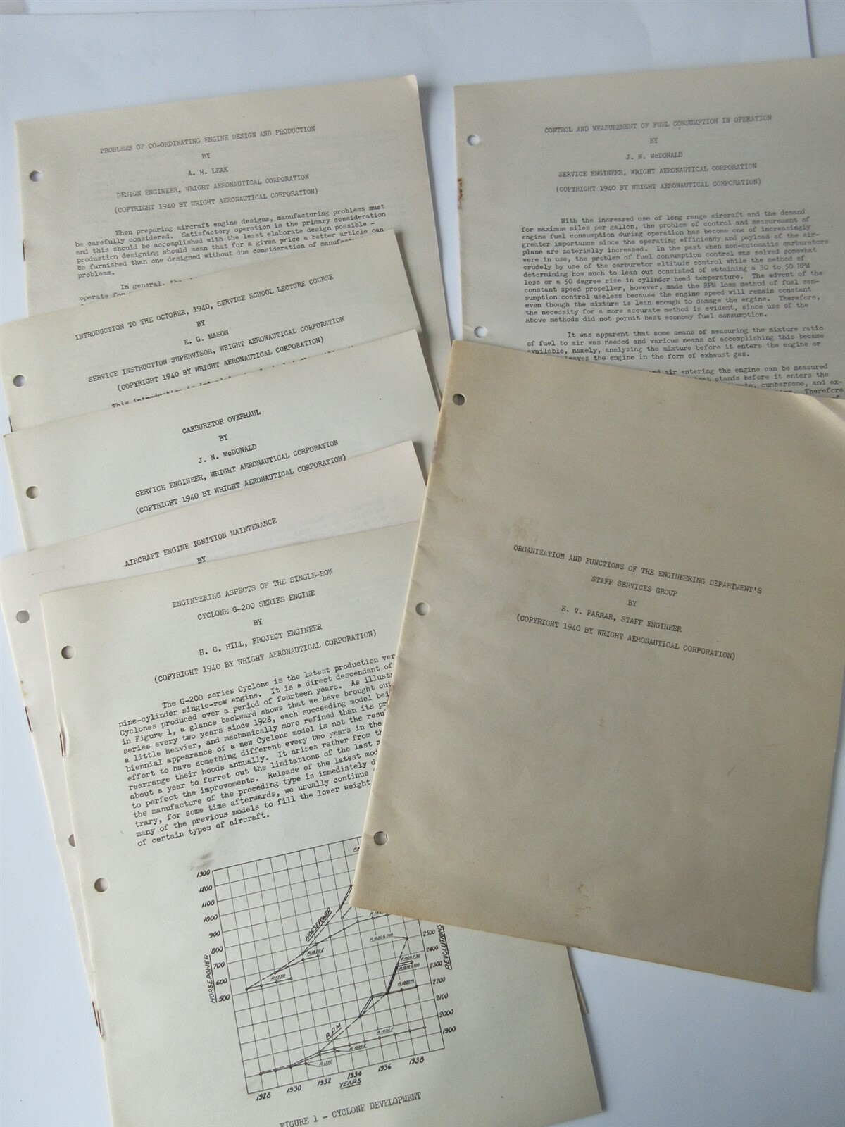 lot of 1940 Wright Aeronautical Corp aircraft engine booklets