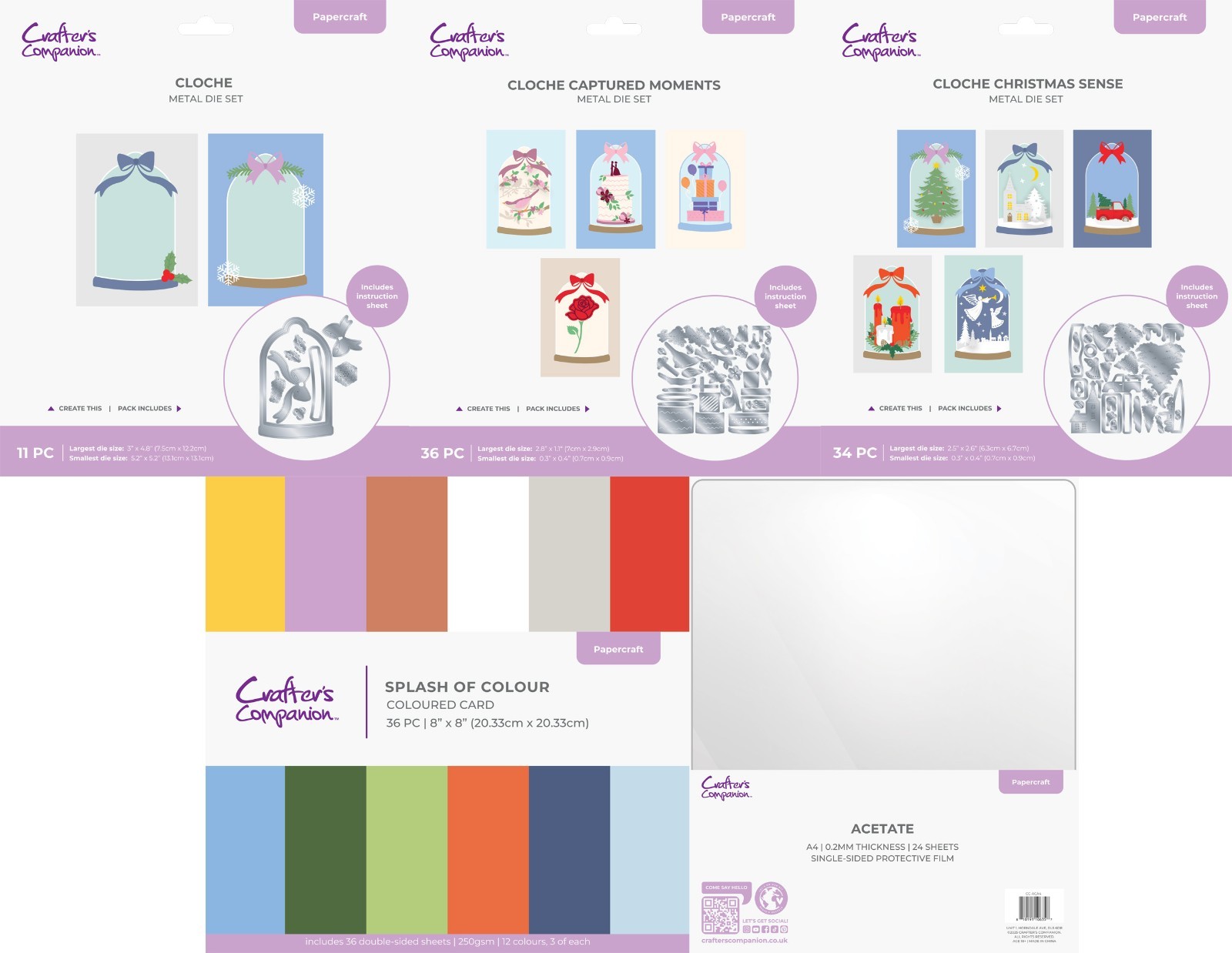 Crafters Companion - Cloche Collection - Metal Dies, 8"x8" Paper Pad or Acetate