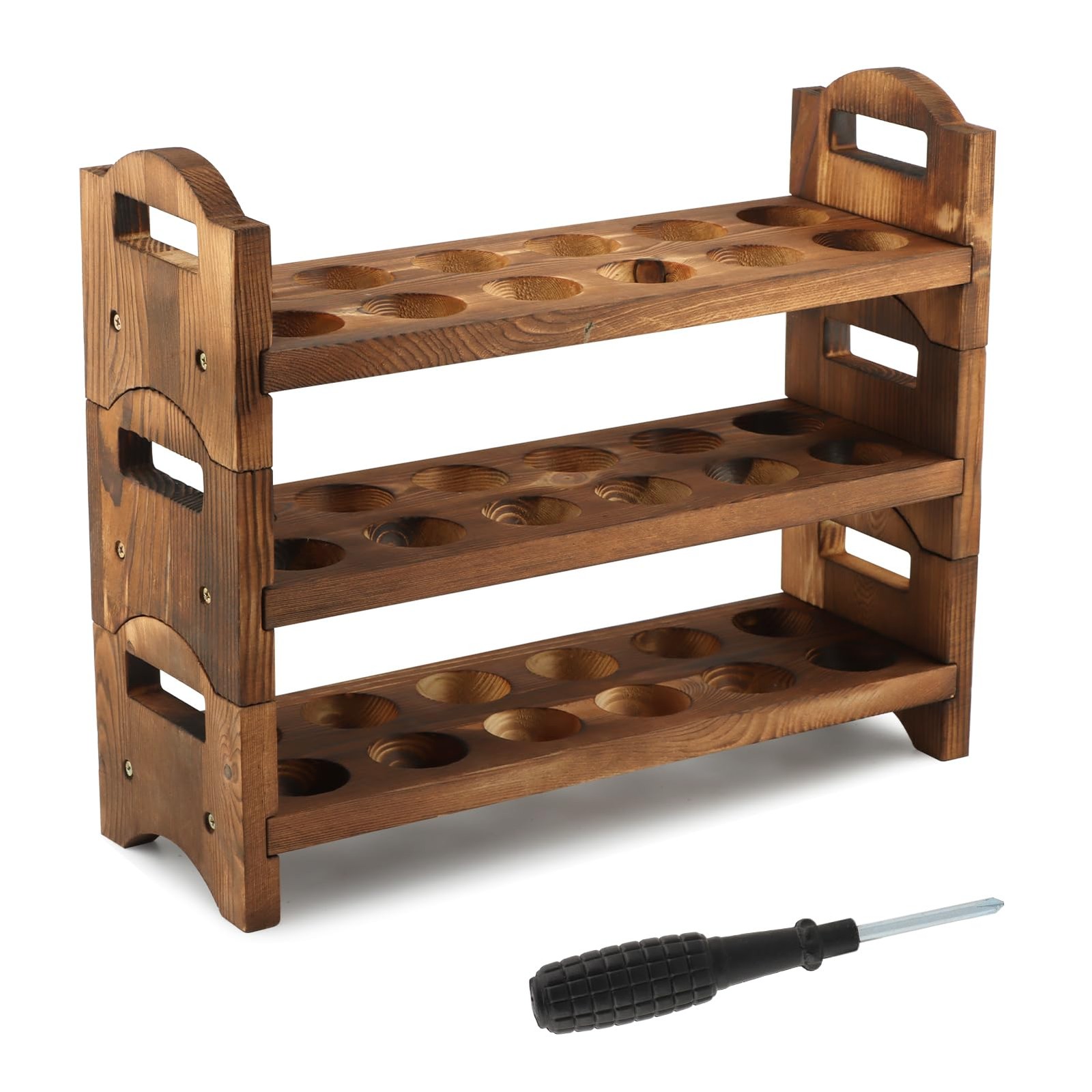 3-Tier Wooden Egg Holder Countertop Storage 36-Hole Stackable Rack Fresh