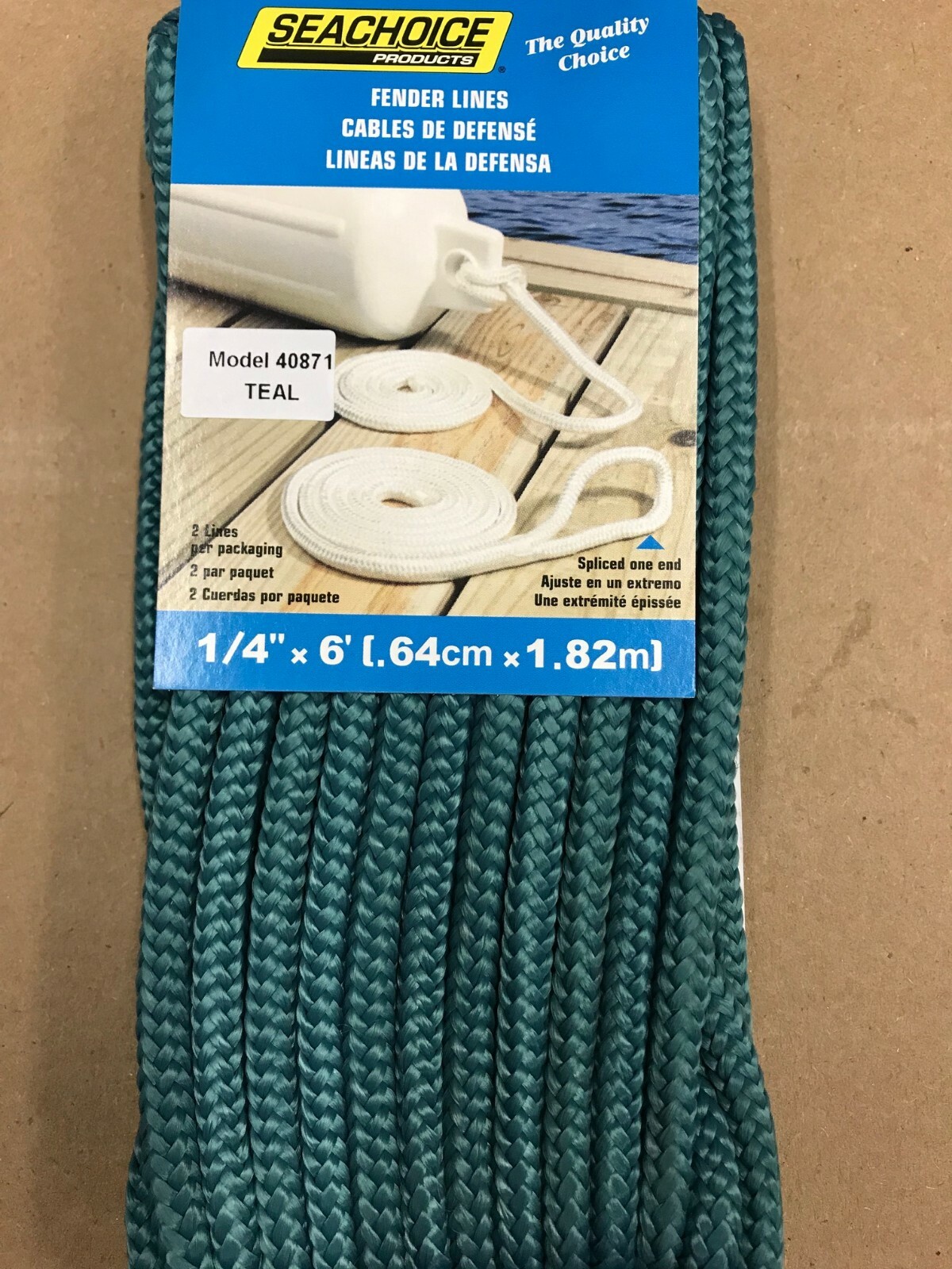 FENDER LINES 1/4" X 6' EYE SPLICE TEAL 2 PAC 40871 MARINE SUPPLY BOAT PARTS SALE