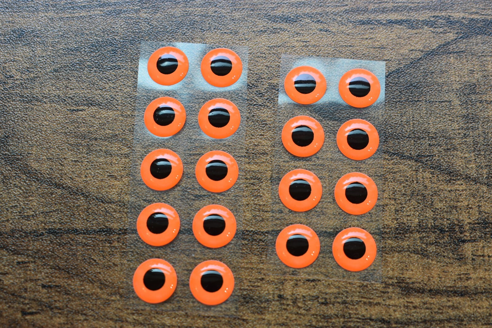 18   FLUORESCENT ORANGE  3D Soft Molded 10mm .3937" Adhesive Eyes Fly Lures