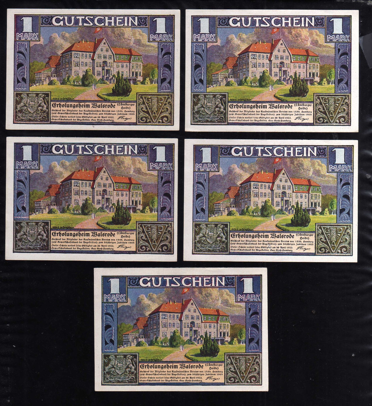 WALSRODE - GERMANY NOTGELD - 5 X 1 MARK