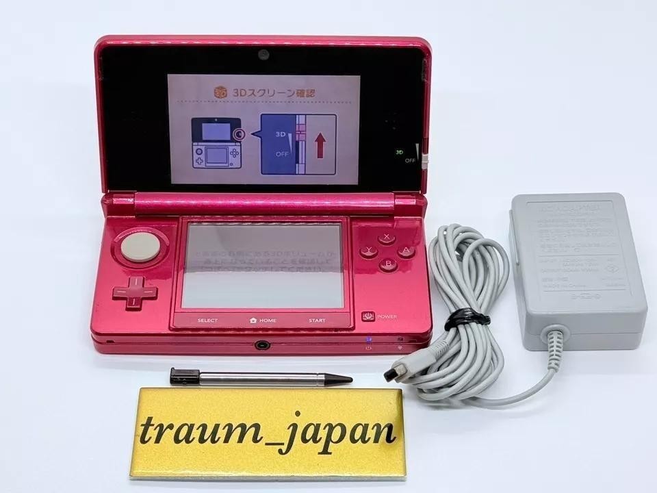 Nintendo 3DS Red Console & Monster Hunter 5 Game software NTSC-J Tested