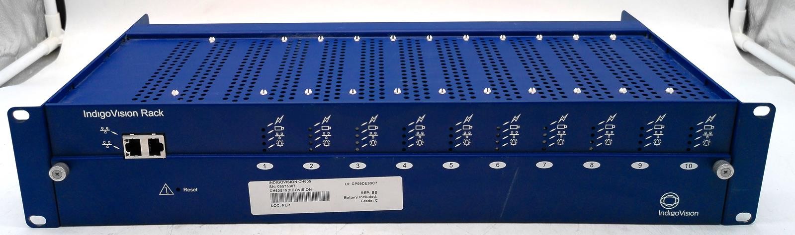 INDIGOVISION CH605 10-CHANNEL RACK REV.3.9 FOR VIDEO SECURITY W/ 3 CARDS