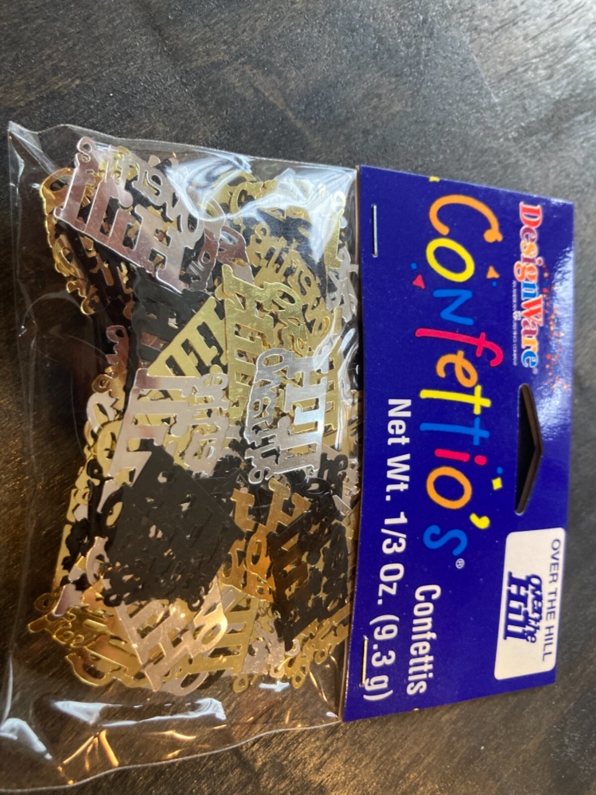 Over The Hill Table Confetti black gold silver Birthday Party 1/3 oz. 9.3g