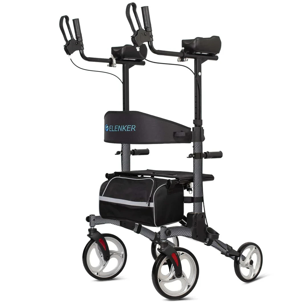 ELENKER Rollator Carbon Fiber Black Walker Padded Seat HFK-9240 NEW! SHIPS FREE!