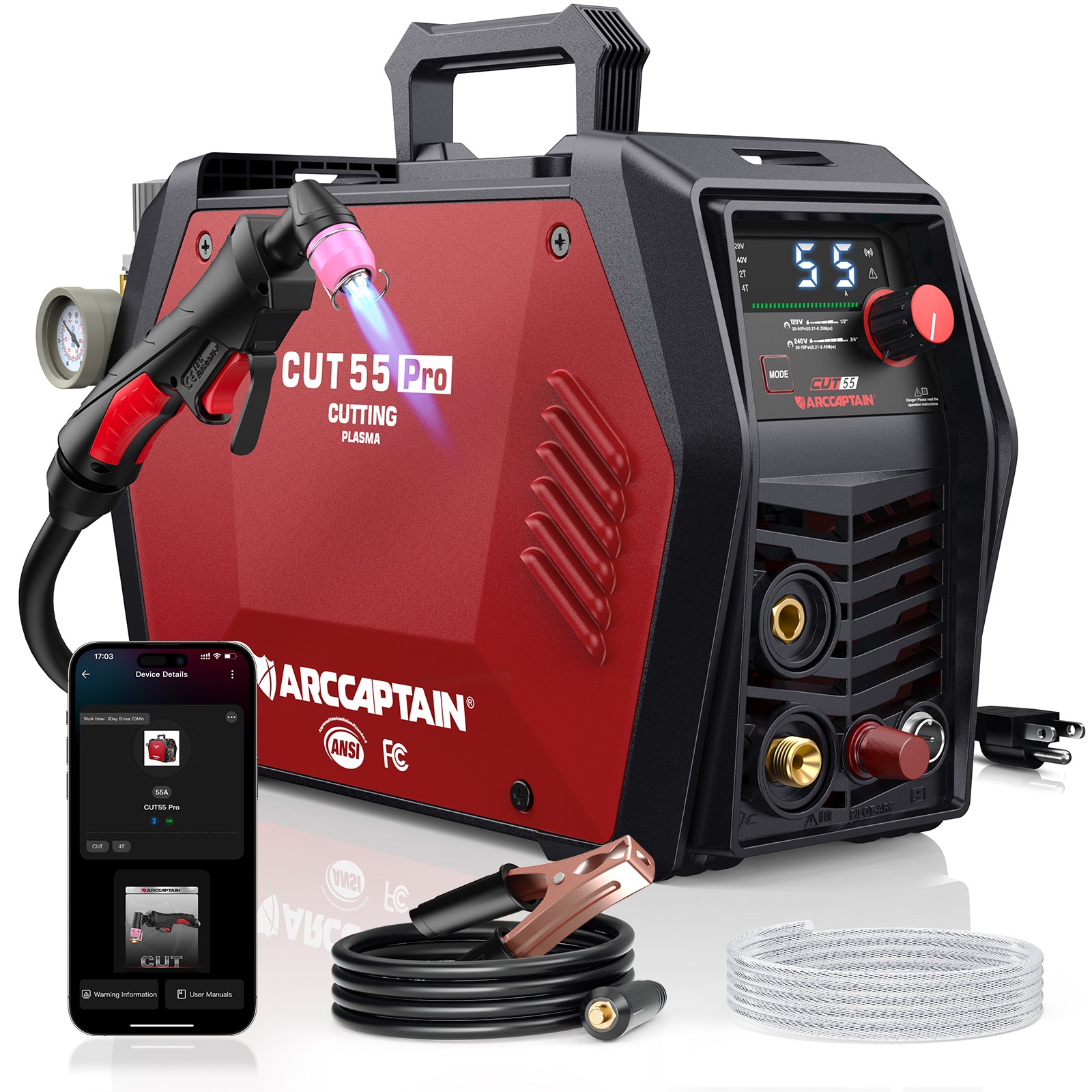 ARCCAPTAIN iControl Plasma Cutter CUT55Pro Non-Touch Pilot Arc 120V/240V Dual US