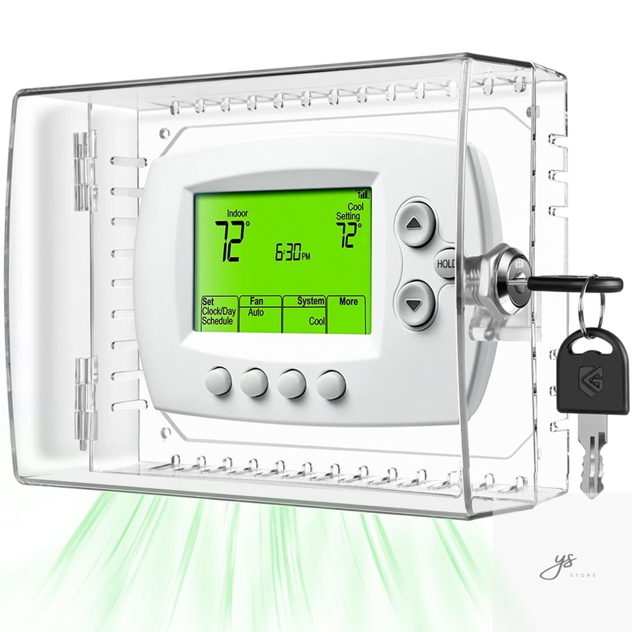 Large Thermostat Lock Box with Key, Clear Thermostat Cover with Lock for Thermos