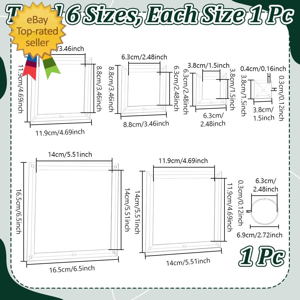 6Pcs Acrylic Quilting Templates Set, Square Cutting Ruler Template with Hinged R