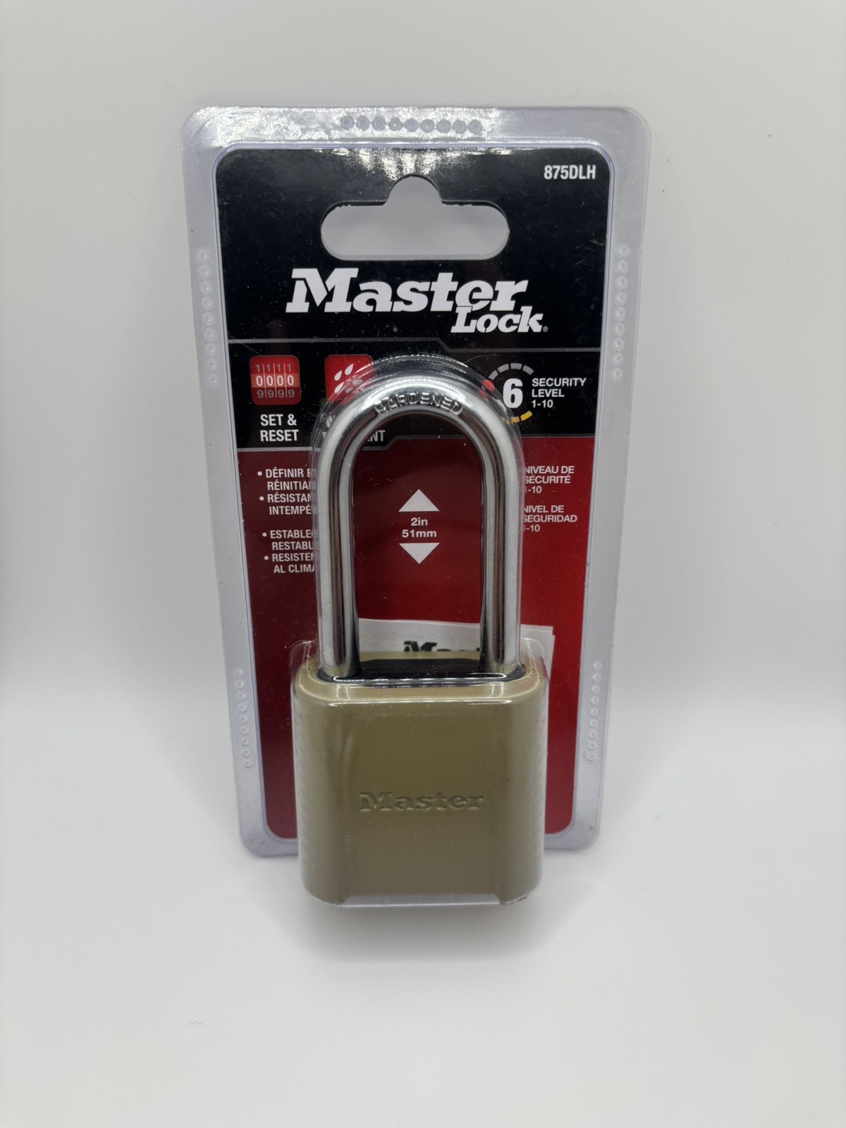 Master Lock 875DLH Combination Padlock 2” Shackle, Set Your Own Combo, Brand New