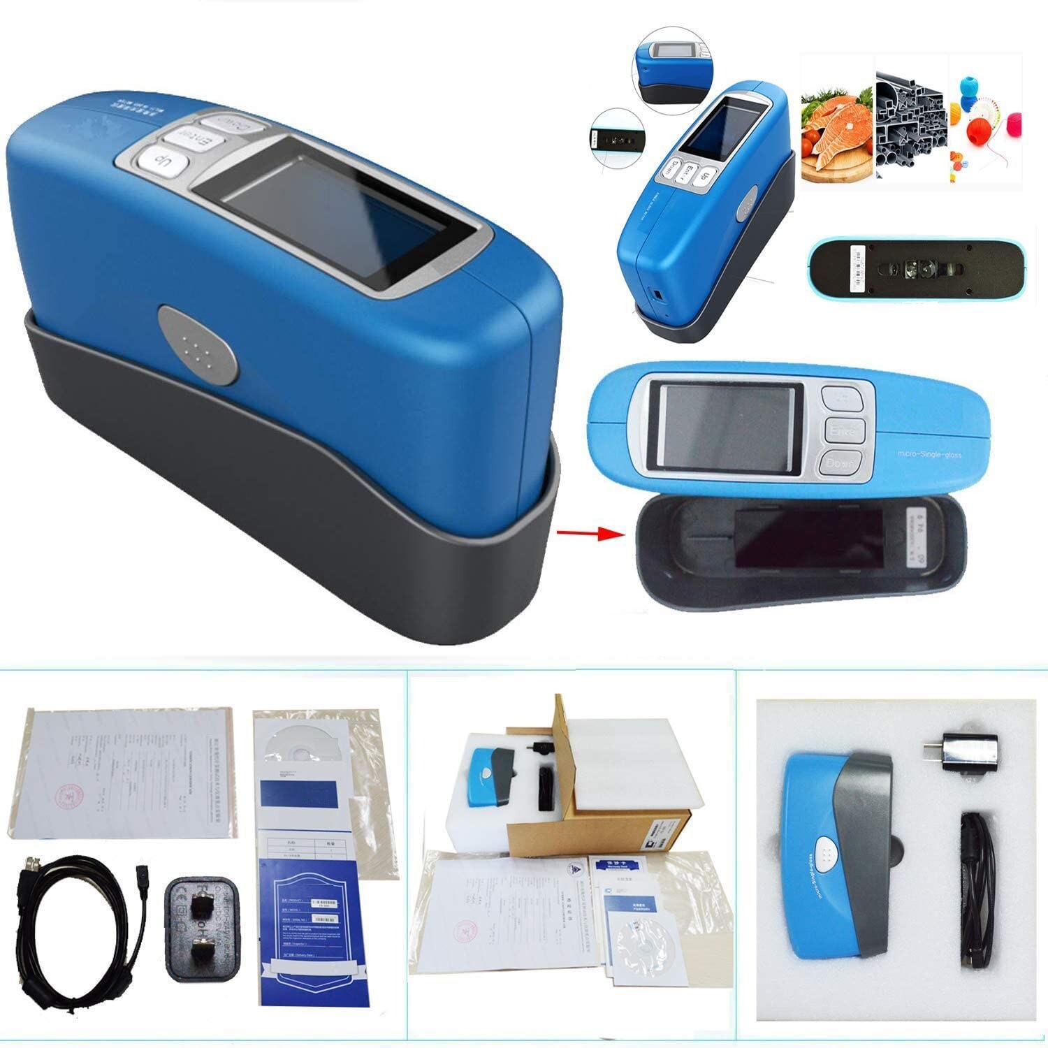 Glossmeter 60° Gloss Meter with Range 0 to 1000GU Data Storage Function