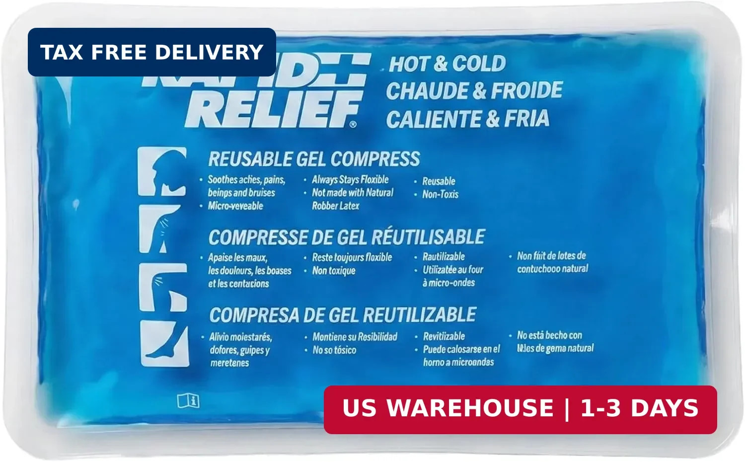 Rapid Relief Gel Ice Pack, Reusable Cold Pain Relief, Medium 5x9 Inch 1 Ct | Inj