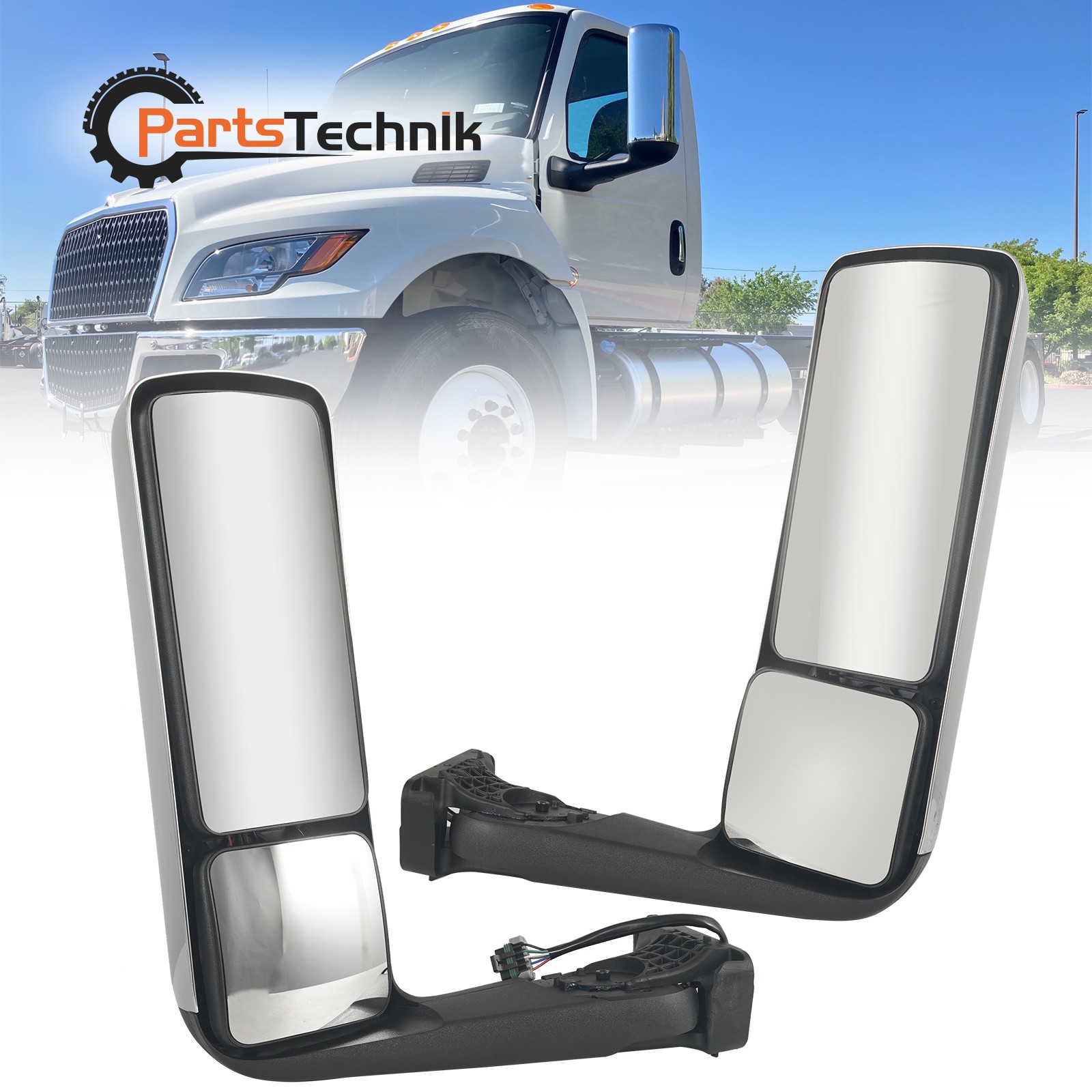 Chrome Heated Door Mirror Pair Left+Right Fit International Harvester LT LT625