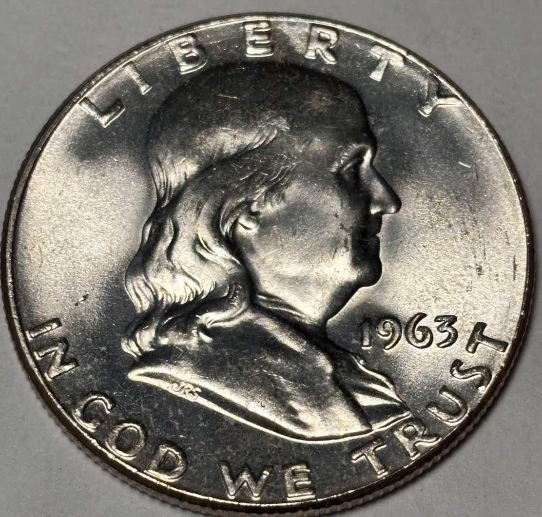 1963-p Franklin Half Dollar. GEM BU +FROM ORIGINAL ROLL!!!!