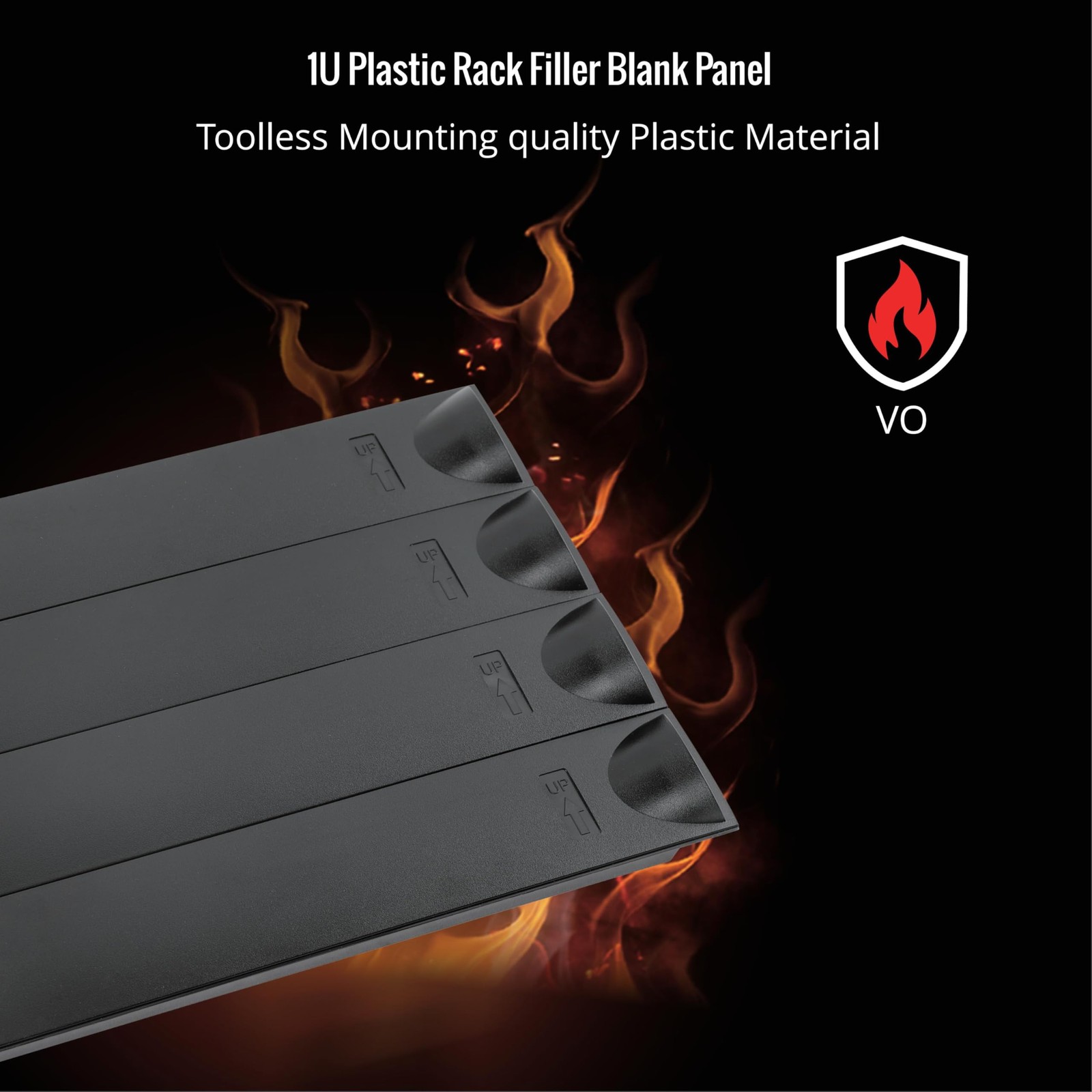 10 Pack 1U Black Plastic Blank Panel, Rack Mount, 19 in Server Rack, Toolless