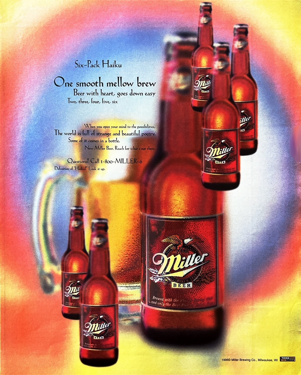 1996 MILLER BEER Vintage Print Ad Haiku