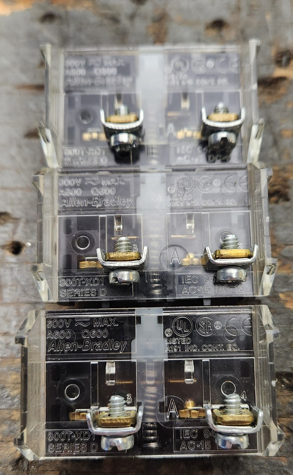 (Lot of 3) ALLEN BRADLEY 800T-XD1 SERIES D CONTACT BLOCK