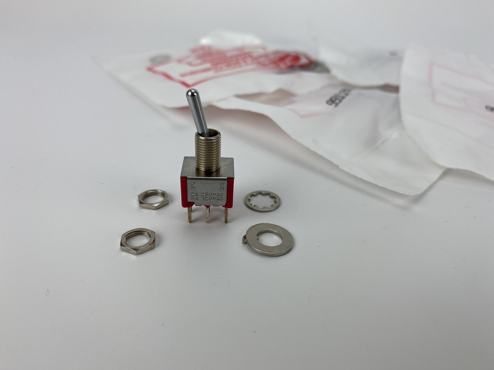 Toggle Switch C&K 7201SYCQE On/On toggle switch, 5pcs Sealed bags, Made in USA