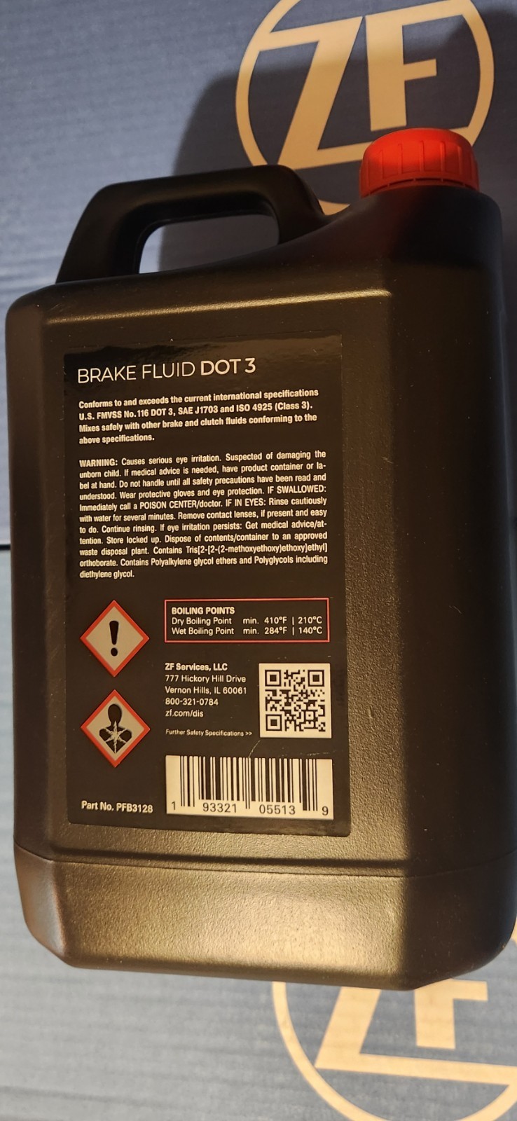 ZF/TRW BRAKE FLUID (DOT 3) HIGH PERFORMANCE FLUID (128OZ) PFB3128