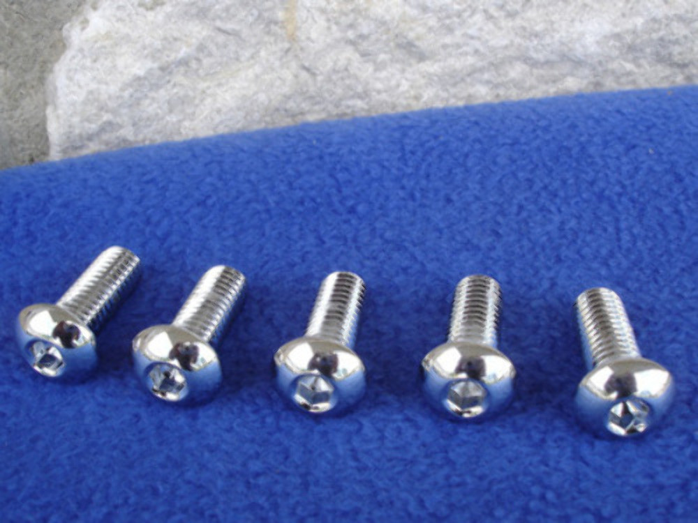 SET CHROME REAR ROTOR BOLTS 3/8-16 FOR POLISHED HARLEY ROTORS