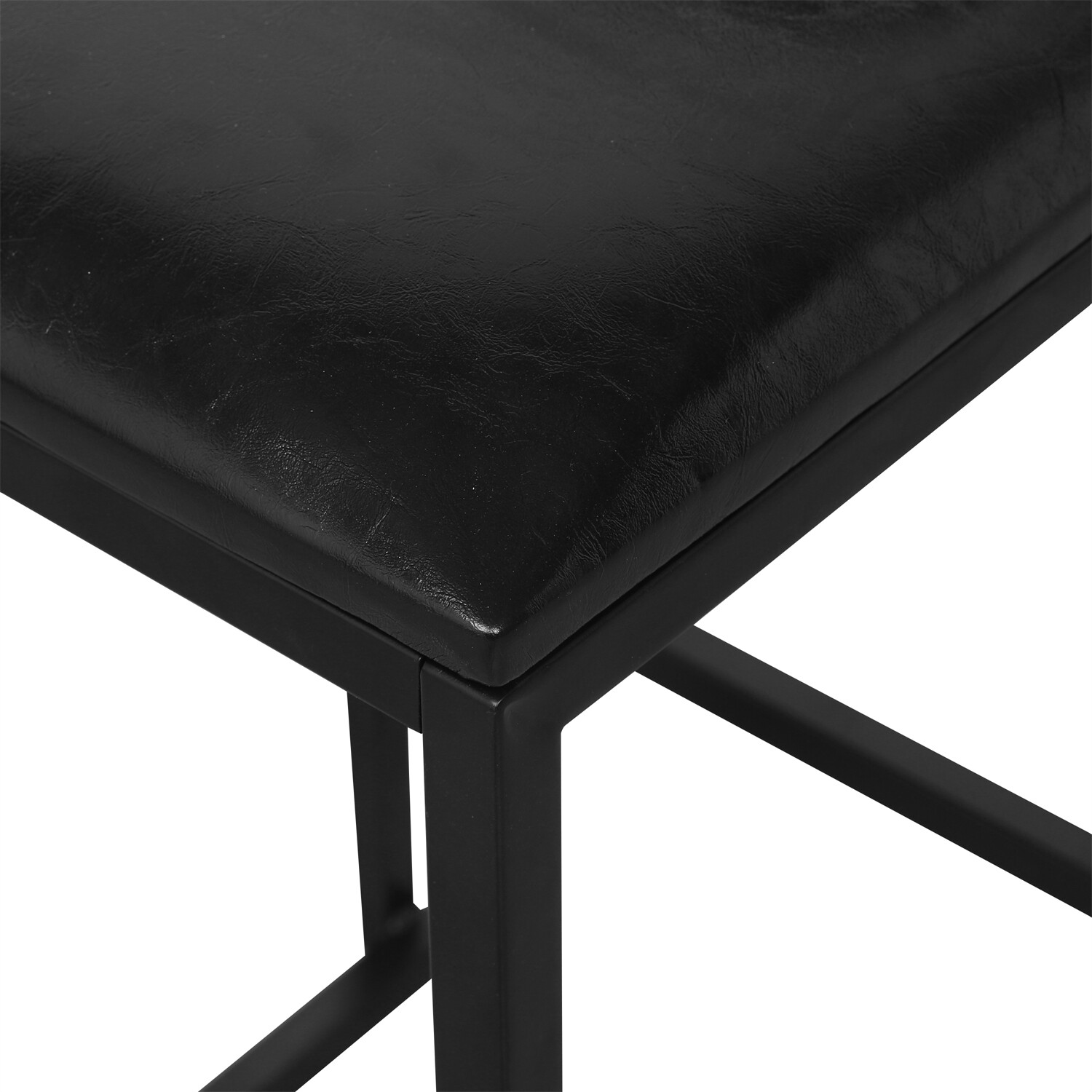 Set of 2 Bar Stoosl Counter Height PU Leather Bar Stools Dining Chair Black