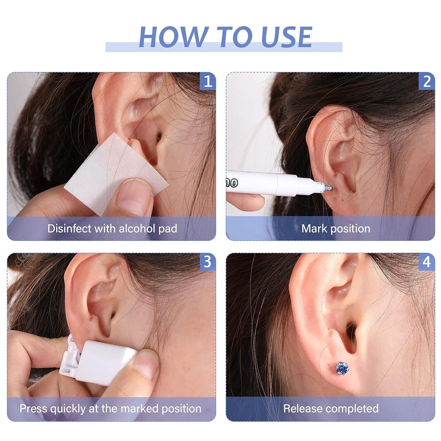 12 Pack Safety Ear Piercing Kit Disposable Self Nose Piercing with Ear Stud